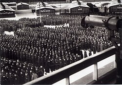 Prisoners lined up for roll call at Sachsenhausen, 1941