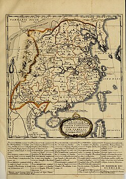 A map of the 200-odd Jesuit churches and missions established across China c. 1687