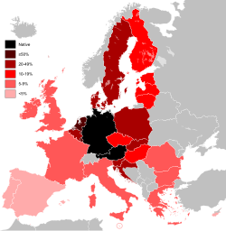 Self-reported knowledge of German within the nations of the European Union