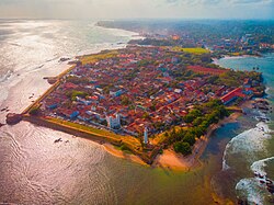Aerial view of Galle Fort, built by the Portuguese in 1588 and now a Unesco World Heritage Site