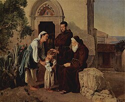 At the monastery gate (Am Klostertor) by Ferdinand Georg Waldmüller