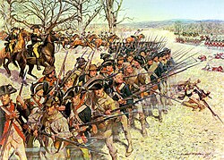 1st Maryland Regiment holding the line at the Battle of Guilford Courthouse in North Carolina, 1781