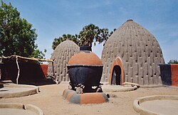 The homes of the Musgum, in the Far North Region, made of earth and grass