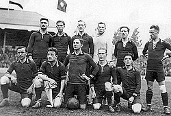 Hosts and tournament winners Belgium before the final