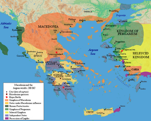 Macedonia, Greece and Asia at the outbreak of the Second Macedonian War, 200 BC