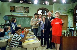 The cast of Diff'rent Strokes with Nancy Reagan in 1983