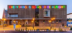 Martin Creed, Work No. 2314, Everything is Going to be Alright, 2015, Neon, 146.8 x 4600 cm at Christchurch Art Gallery, New Zealand[15]