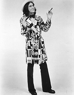 Ray Davies (ca. 1973-74) of The Kinks in character as "Mr Flash" from his rock opera Preservation