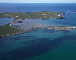 Papa Stronsay, the supposed location of Rognvald Brusason's death at the hands of Thorkel Fosterer
