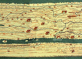 Detail of the Tabula Peutingeriana, showing Francia at the top