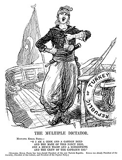 A British cartoon of 1923 satirising Mustafa Kemal's rule in Turkey