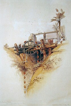 Animal-powered irrigation, Upper Egypt, ca. 1846