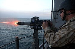 A U.S. Navy 7.62 mm GAU-17/A Minigun