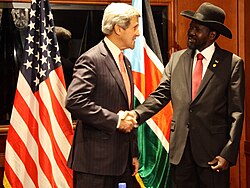 US Secretary of State John Kerry meets with President Salva Kiir, 26 May 2013.