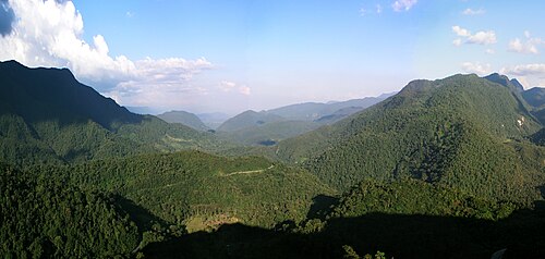 Forested mountains and cloud-covered ridges in the Alto Mayo landscape of northern Peru.