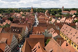 Roofs with "beaver tail" tiles in Dinkelsbühl, Germany