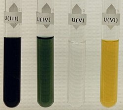 Uranium in its oxidation states III, IV, V, VI