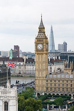 A view of Elizabeth Tower (Often called "Big Ben") in downtown London.