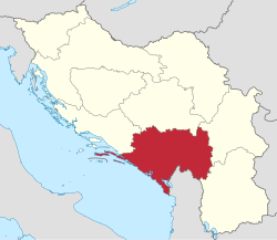 Locator map of Zeta Banovina in Kingdom of Yugoslavia