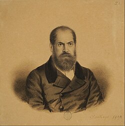 Sarmiento portrayed by Ignacio Baz.