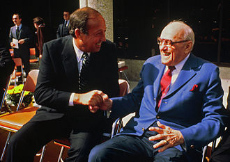 Rozelle (left) with George Halas in the early 1980s