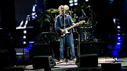 Eric Clapton performing on stage at the hall in May 2017