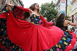 Street performance during the Khamoro World Roma Festival in Prague, 2007