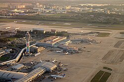 Aerial view of PEK Terminal 1 and 2