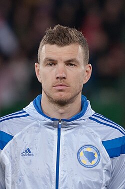 Edin Džeko is Bosnia and Herzegovina's most capped player and all-time top goal scorer.