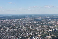 Aerial view of Queens looking north from John F. Kennedy International Airport