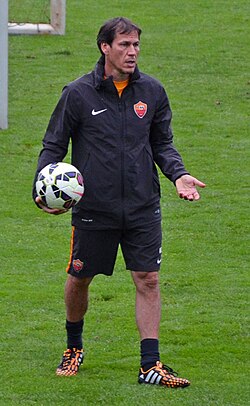 Rudi Garcia coaching Roma in 2014