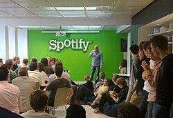 Daniel Ek addressing Spotify staff in 2010