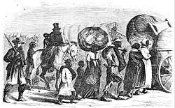 Contrabands accompanying the line of Sherman's march through Georgia (unidentified war artist "F", Frank Leslie's Illustrated News, March 18, 1865)