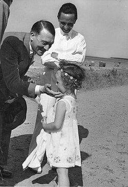 Goebbels and his daughter Helga with Adolf Hitler in Heiligendamm