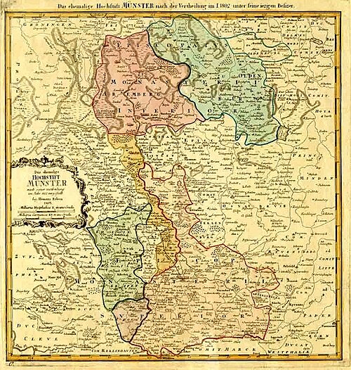 Contemporary map showing the partition of Münster