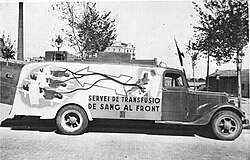 A mobile blood-transfusion service for front-line operations in Catalonia.
