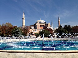 The Hagia Sophia, built in the 6th century Constantinople (now Istanbul, Turkey) as an Eastern Orthodox cathedral, later it became a mosque, then a museum, and now its both a mosque and a museum