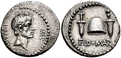 One of the most famous Roman denarii, the Ides of March coin was minted by the tyrannicide Brutus during the late republic in 42 BC.