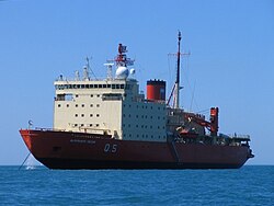 The icebreaker Almirante Irizar, the principal supply line for Argentine bases in Antarctica since 1978.
