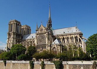 South side of the Cathedral Notre-Dame de Paris, view from the Seine