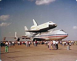 Shuttle Carrier Aircraft N905NA, still in American Airlines livery, with Enterprise in 1978