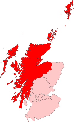 The Highlands and Islands region. Some Highland districts are not shown.