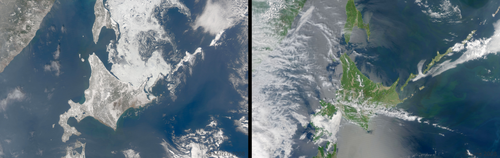 Hokkaido in winter and summer