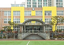 The front Entrance of Daehyun Elementary School in Ulsan