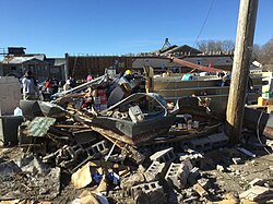 A liquor store that was destroyed in the western part of Bowling Green, Kentucky.