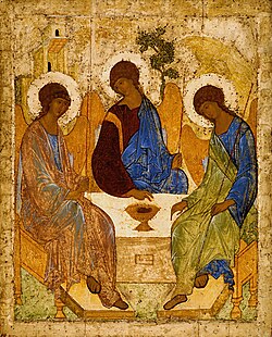 The Trinity by Russian icon painter Andrei Rublev, early 15th century