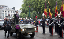 Albert II, King of the Belgians inspecting troops on Belgium's national day in 2011