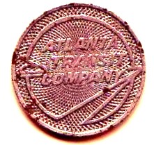 Obverse of Atlanta Transit Company token, with logo.