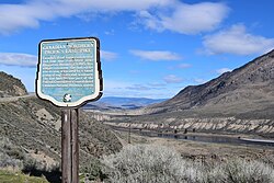 Historical marker at site of Canadian Northern's "last spike" near Ashcroft, British Columbia