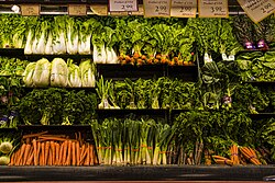 Vegetables in a supermarket in the United States